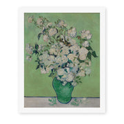 Vincent van Gogh's 'Pink Roses in a Vase' painting reproduced as a rolled canvas print