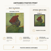 Vincent van Gogh - Portrait of Gauguin poster print size comparison and framing display infographic
