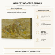 Vincent van Gogh - Quinces, Lemons, Pears and Grapes gallery wrap canvas construction and hanging details infographic