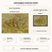 Vincent van Gogh - Quinces, Lemons, Pears and Grapes poster print size comparison and framing display infographic