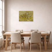 Unframed poster print of Vincent van Gogh's Quinces, Lemons, Pears and Grapes displayed on a wall in a dining room