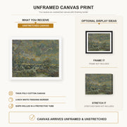 Vincent van Gogh - Reminiscence of Brabant canvas print size comparison and framing display infographic