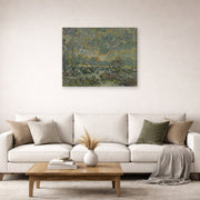 Gallery-wrapped canvas print of Vincent van Gogh's Reminiscence of Brabant displayed on a wall in a living room