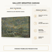Vincent van Gogh - Reminiscence of Brabant gallery wrap canvas construction and hanging details infographic