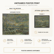 Vincent van Gogh - Reminiscence of Brabant poster print size comparison and framing display infographic
