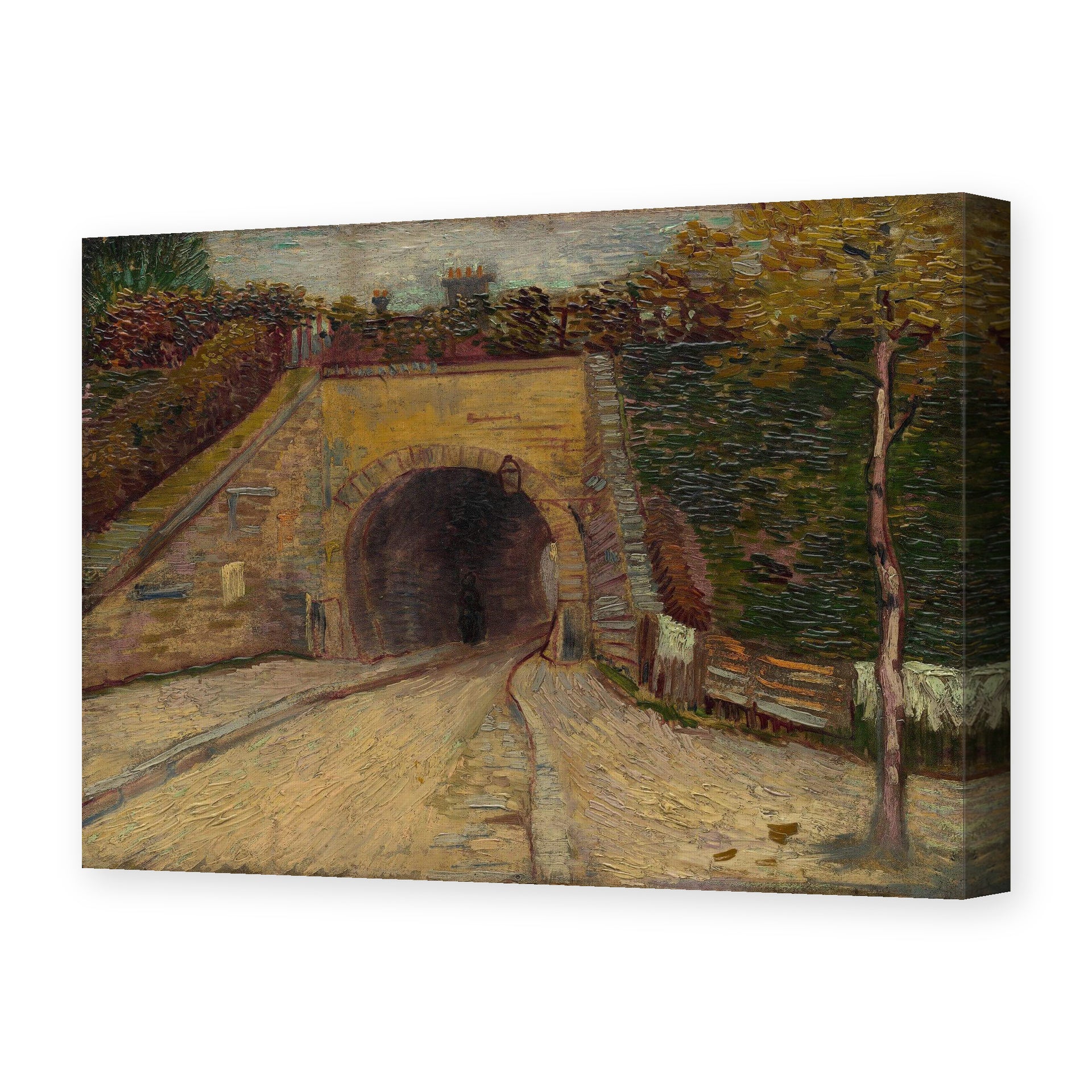 Vincent van Gogh's 'Roadway with Underpass' painting reproduced as a gallery-wrapped canvas print