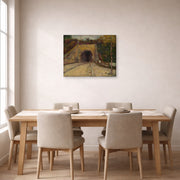 Gallery-wrapped canvas print of Vincent van Gogh's Roadway with Underpass displayed on a wall in a dining room