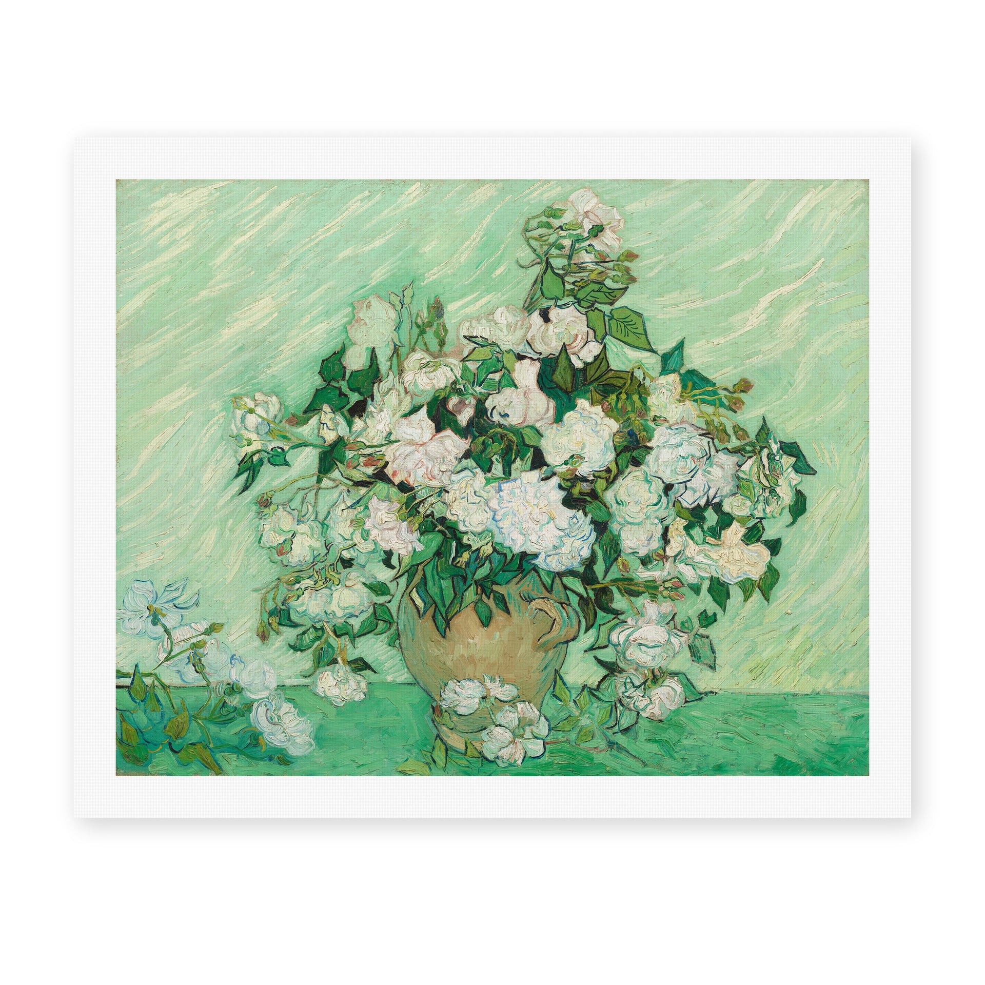 Vincent van Gogh's 'Roses 2' painting reproduced as a rolled canvas print