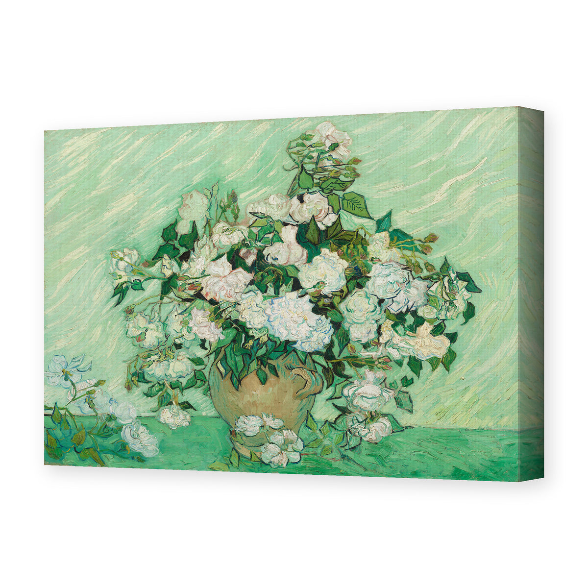 Vincent van Gogh's 'Roses 2' painting reproduced as a gallery-wrapped canvas print
