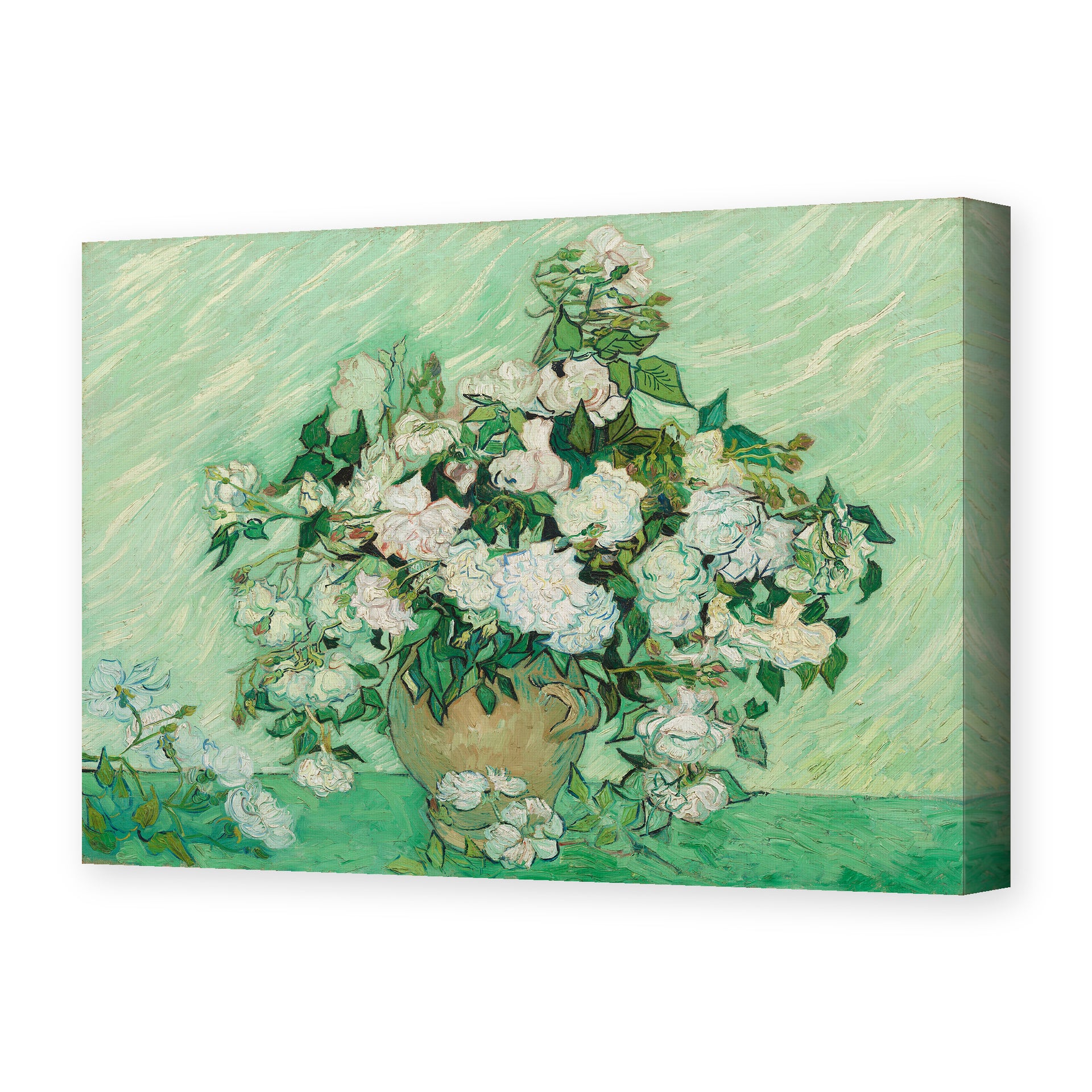 Vincent van Gogh's 'Roses 2' painting reproduced as a gallery-wrapped canvas print