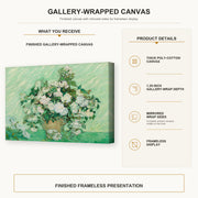 Vincent van Gogh - Roses 2 gallery wrap canvas construction and hanging details infographic