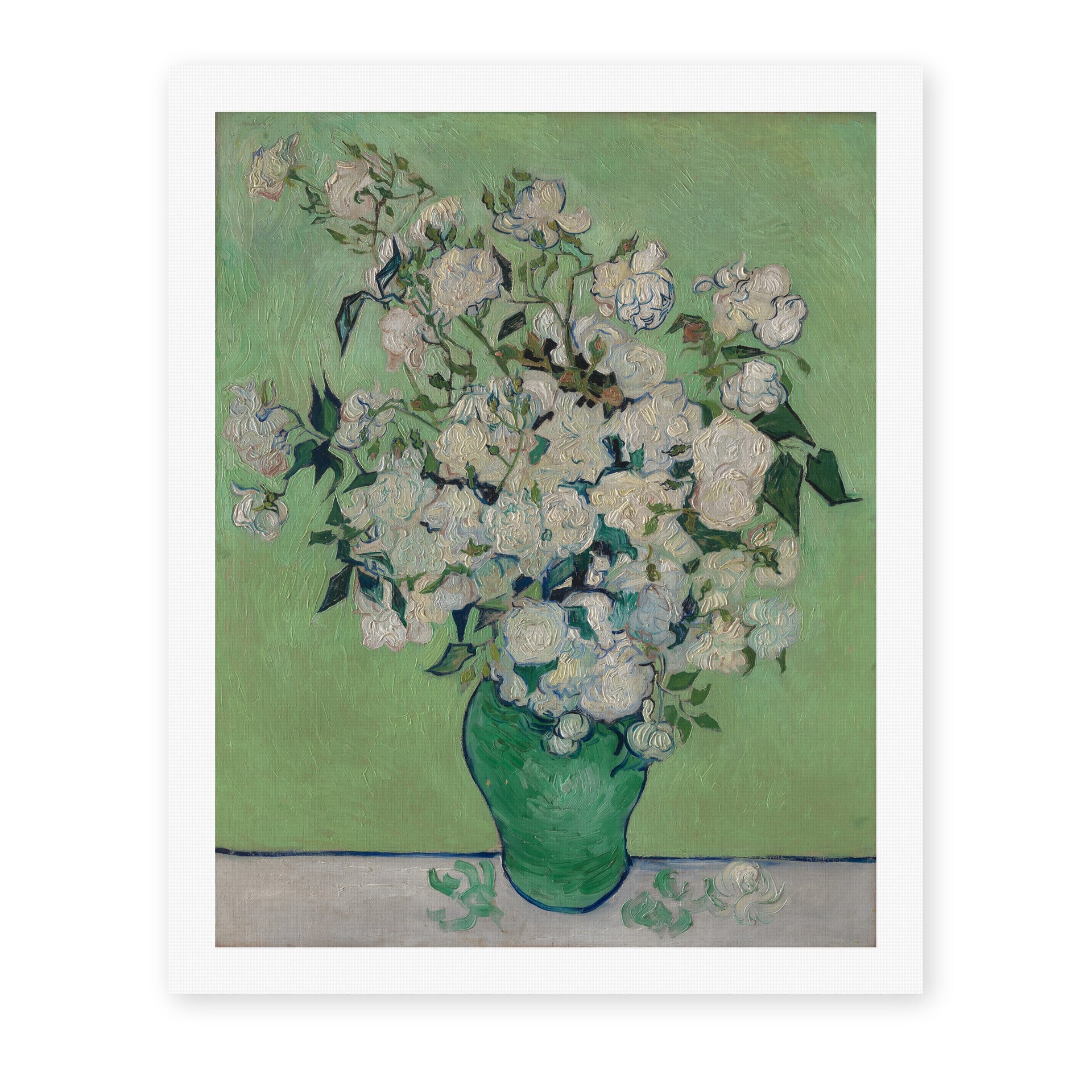 Vincent van Gogh's 'Roses' painting reproduced as a rolled canvas print