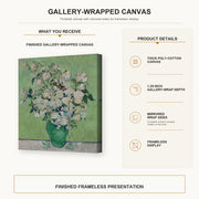 Vincent van Gogh - Roses gallery wrap canvas construction and hanging details infographic