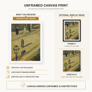 Vincent van Gogh - Scene De Rue canvas print size comparison and framing display infographic