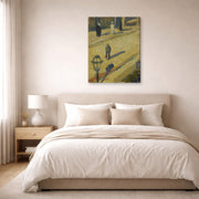 Gallery-wrapped canvas print of Vincent van Gogh's Scene De Rue displayed on a wall in a bedroom