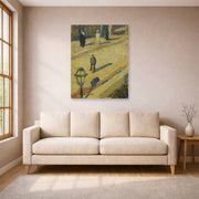 Unframed poster print of Vincent van Gogh's Scene De Rue displayed on a wall in a living room