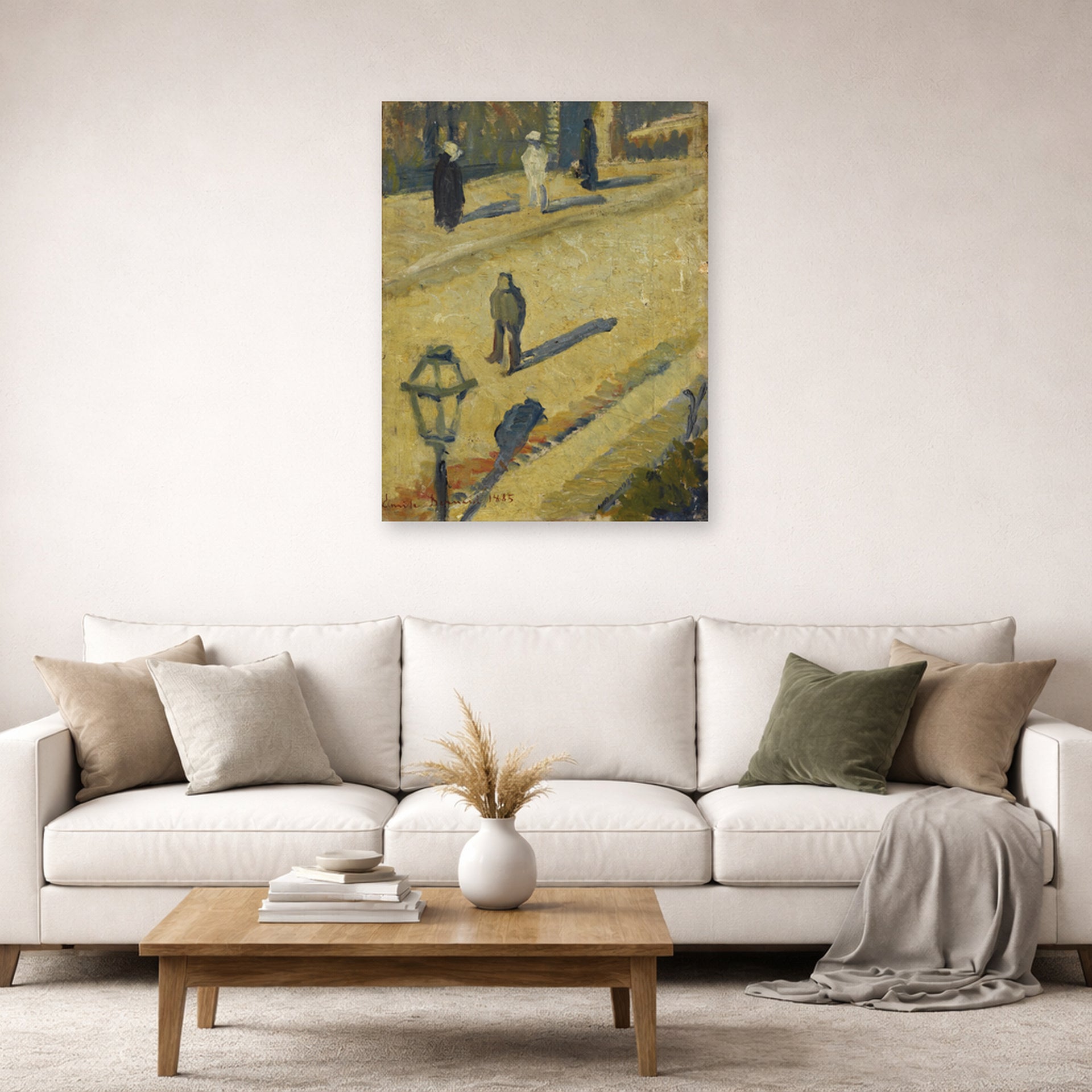 Unframed poster print of Vincent van Gogh's Scene De Rue displayed on a wall in a living room