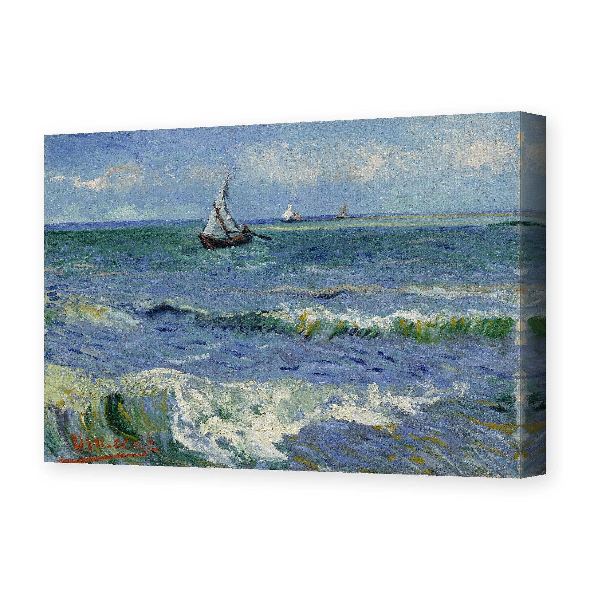Vincent van Gogh's 'Seascape Near Les Saintes Maries De La Mer' painting reproduced as a gallery-wrapped canvas print