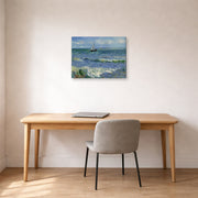 Gallery-wrapped canvas print of Vincent van Gogh's Seascape Near Les Saintes Maries De La Mer displayed on a wall in a home office