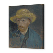 Vincent van Gogh's 'Self Portrait with Straw Hat and Pipe' painting reproduced as a gallery-wrapped canvas print