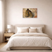Gallery-wrapped canvas print of Vincent van Gogh's Shoes displayed on a wall in a bedroom