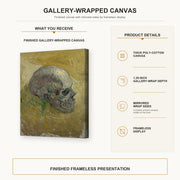 Vincent van Gogh - Skull gallery wrap canvas construction and hanging details infographic