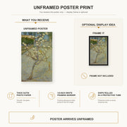 Vincent van Gogh - Small Pear Tree in Blossom poster print size comparison and framing display infographic