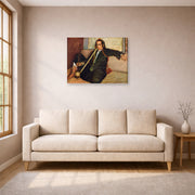 Gallery-wrapped canvas print of Vincent van Gogh's Smoking Hashish displayed on a wall in a living room