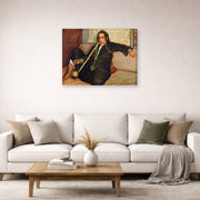 Gallery-wrapped canvas print of Vincent van Gogh's Smoking Hashish displayed on a wall in a living room