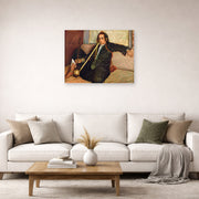 Unframed poster print of Vincent van Gogh's Smoking Hashish displayed on a wall in a living room