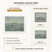 Vincent van Gogh - Snow Covered Field with a Harrow (after Millet) canvas print size comparison and framing display infographic