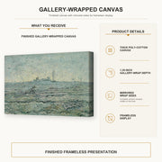 Vincent van Gogh - Snow Covered Field with a Harrow (after Millet) gallery wrap canvas construction and hanging details infographic