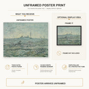 Vincent van Gogh - Snow Covered Field with a Harrow (after Millet) poster print size comparison and framing display infographic