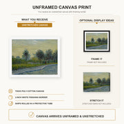 Vincent van Gogh - Square Saint Pierre at Sunset canvas print size comparison and framing display infographic