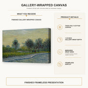 Vincent van Gogh - Square Saint Pierre at Sunset gallery wrap canvas construction and hanging details infographic