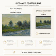 Vincent van Gogh - Square Saint Pierre at Sunset poster print size comparison and framing display infographic