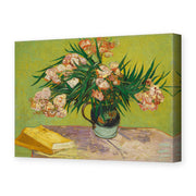 Vincent van Gogh's 'Still Life Vase with Oleanders and Books' painting reproduced as a gallery-wrapped canvas print