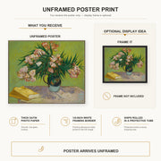 Vincent van Gogh - Still Life with Oleander poster print size comparison and framing display infographic