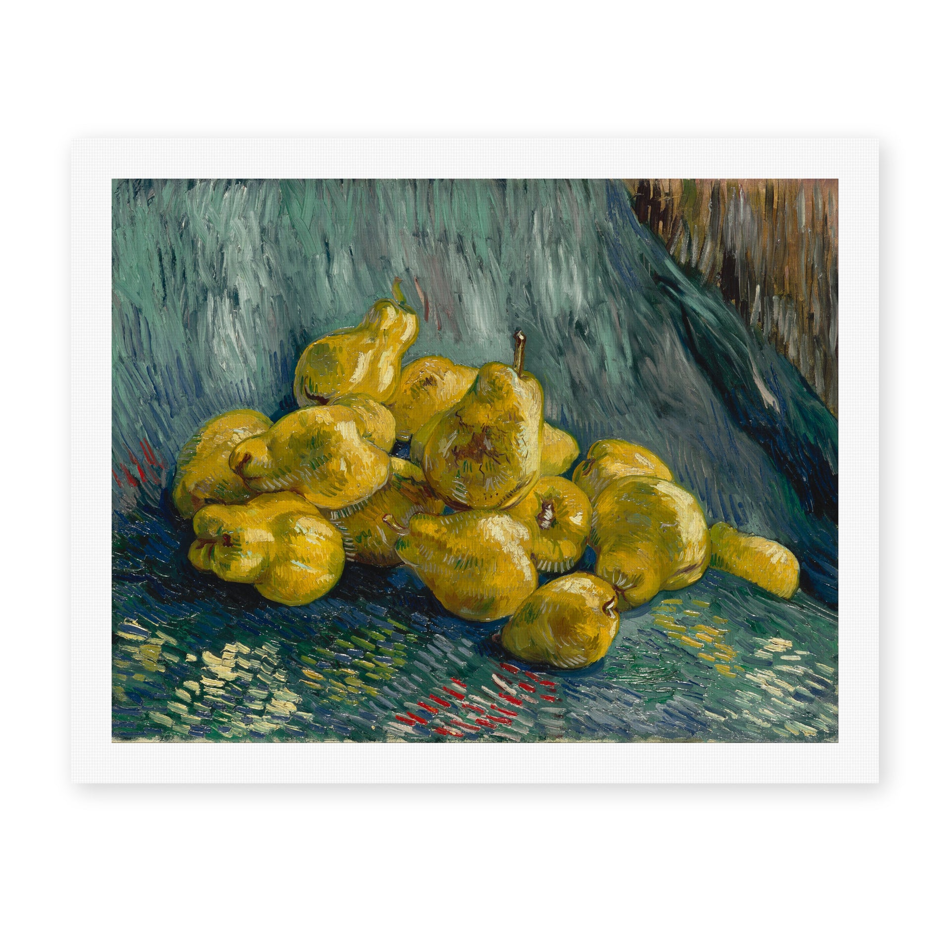 Vincent van Gogh's 'Still Life with Quinces Pears' painting reproduced as a rolled canvas print
