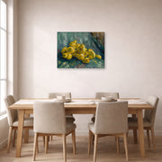 Gallery-wrapped canvas print of Vincent van Gogh's Still Life with Quinces Pears displayed on a wall in a dining room