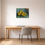 Gallery-wrapped canvas print of Vincent van Gogh's Still Life with Quinces Pears displayed on a wall in a home office