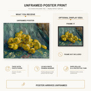Vincent van Gogh - Still Life with Quinces Pears poster print size comparison and framing display infographic
