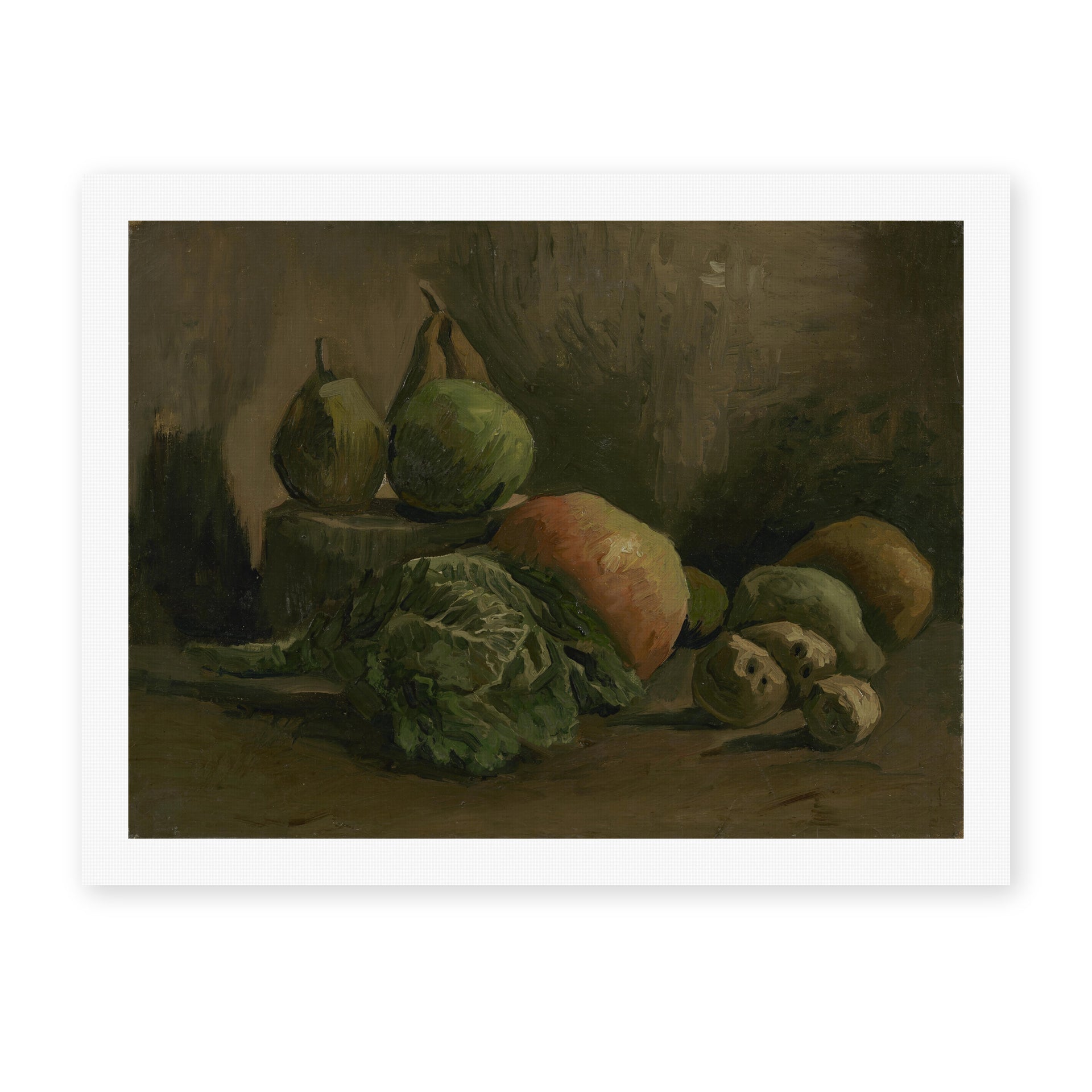 Vincent van Gogh's 'Still Life with Vegetables and Fruit' painting reproduced as a rolled canvas print