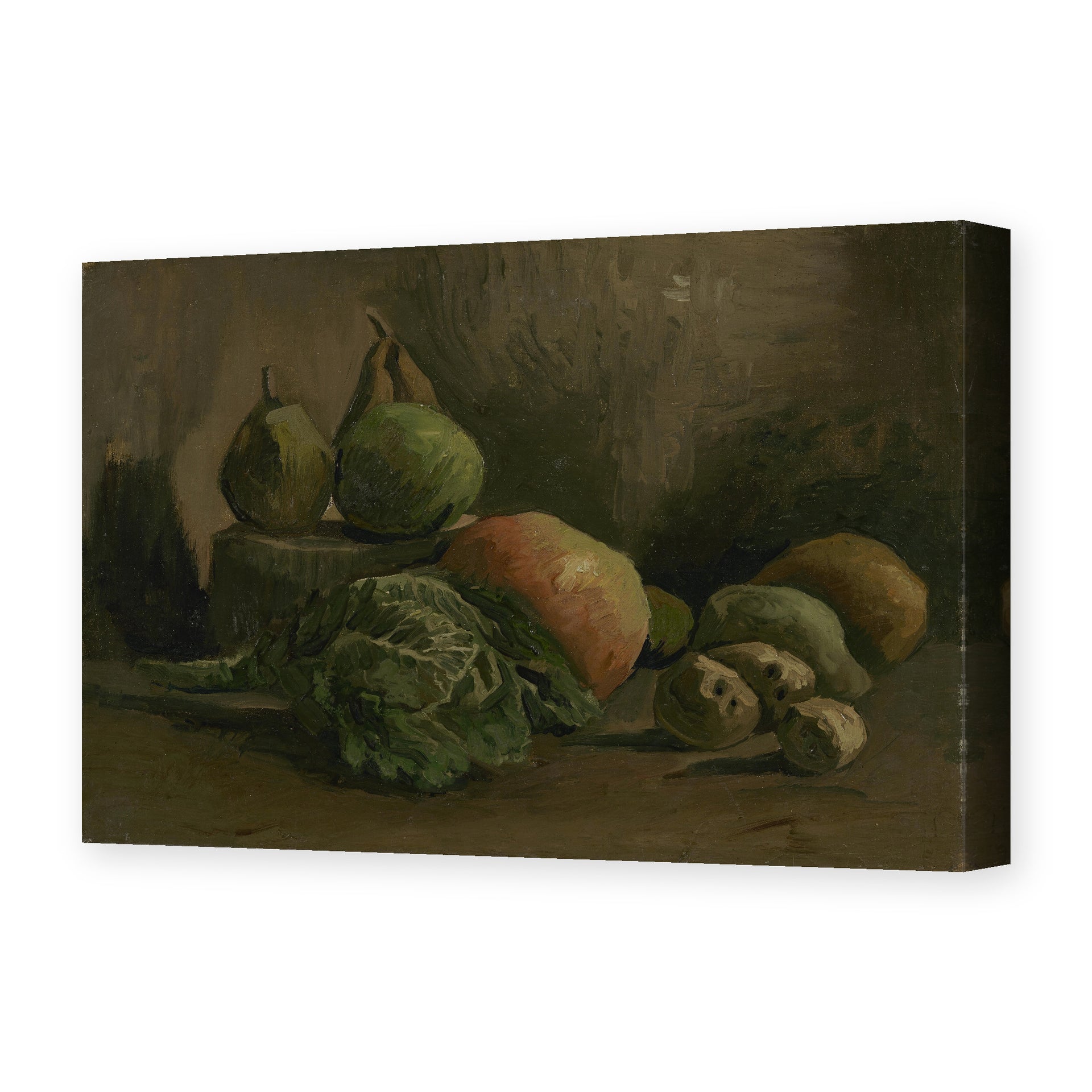 Vincent van Gogh's 'Still Life with Vegetables and Fruit' painting reproduced as a gallery-wrapped canvas print
