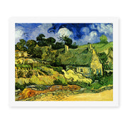 Vincent van Gogh's 'Thatched Cottages at Cordeville' painting reproduced as a rolled canvas print