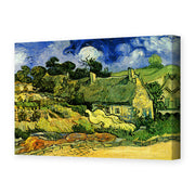 Vincent van Gogh's 'Thatched Cottages at Cordeville' painting reproduced as a gallery-wrapped canvas print