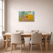 Gallery-wrapped canvas print of Vincent van Gogh's The Bedroom displayed on a wall in a bedroom