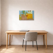 Gallery-wrapped canvas print of Vincent van Gogh's The Bedroom displayed on a wall in a bedroom