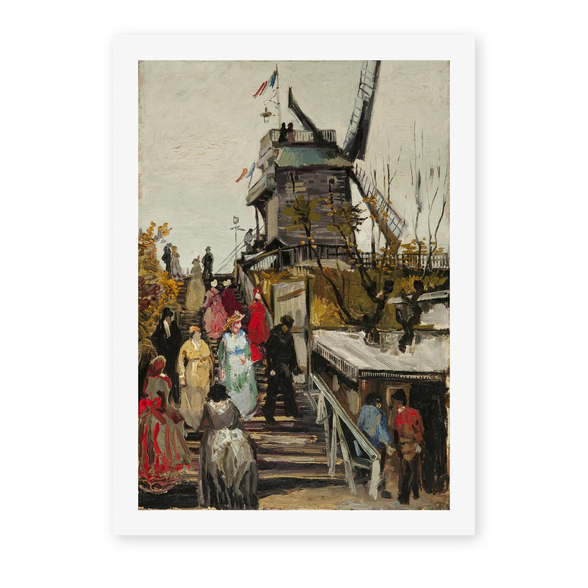 Vincent van Gogh's 'The Blute Fin Windmill' painting reproduced as a rolled canvas print