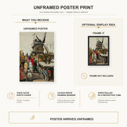 Vincent van Gogh - The Blute Fin Windmill poster print size comparison and framing display infographic